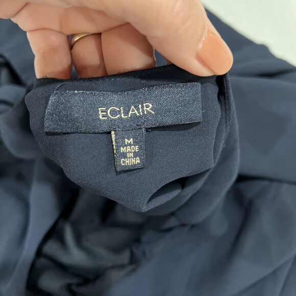 Eclair Dress Women M Blue Shift Cross Cross Back Chic Glam Capsule - Picture 8 of 12